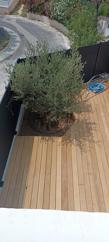 Terrasse en bois exotique à Saint Clement de rivière  / Avant